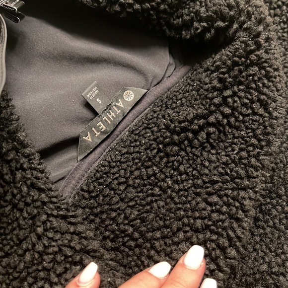 🟡 Athleta Range Sherpa Full Zip Jacket In Black - Picture 9 of 11